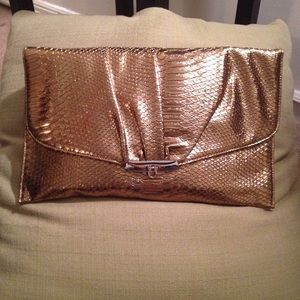 Bronze metallic animal print handbag